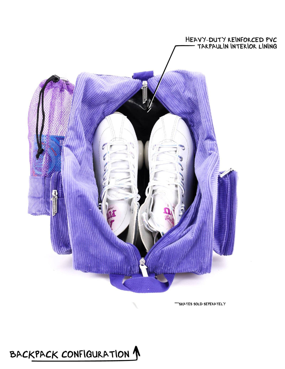 98134: Freewheelin' Roller Skate Bag Pack | Corduroy Purple