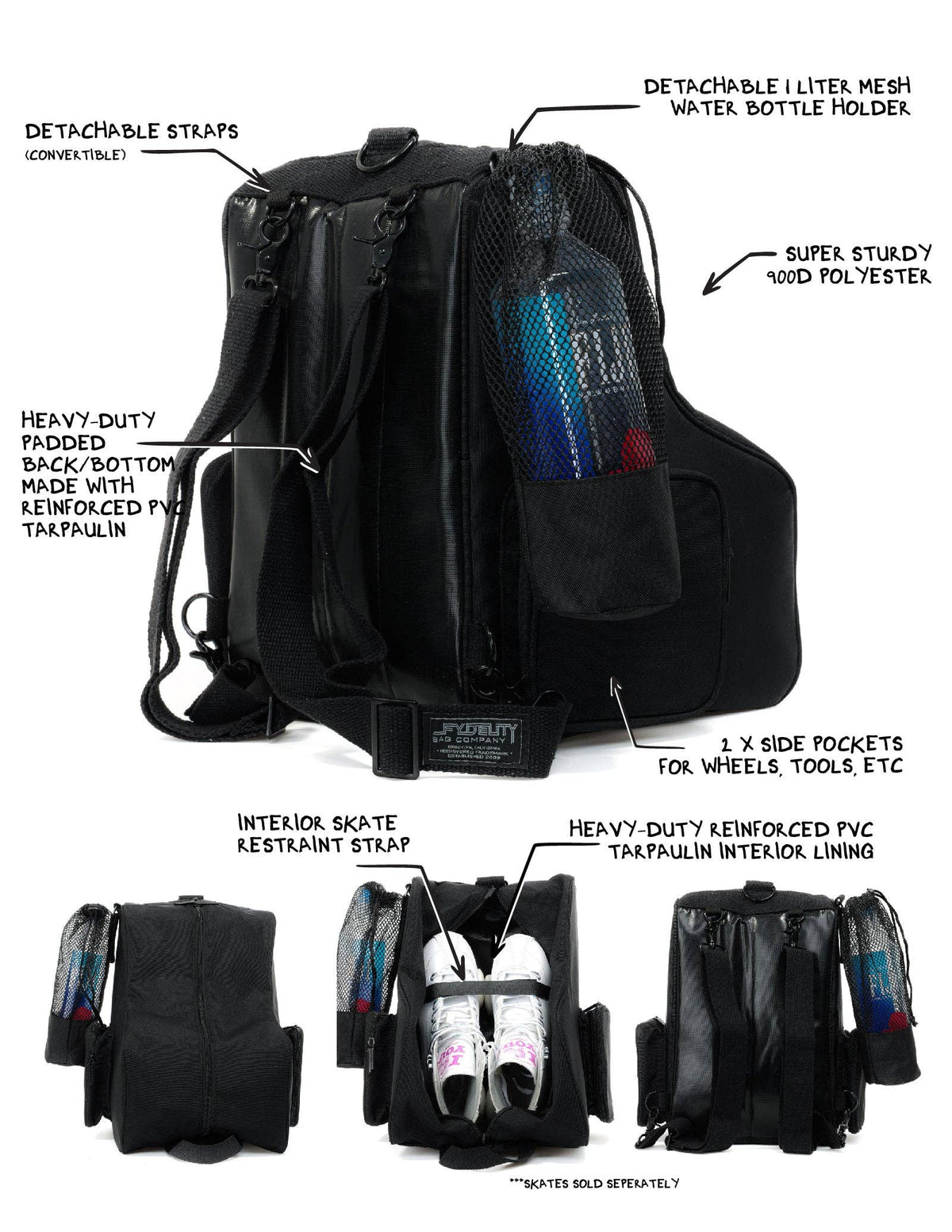 98107: Freewheelin' Roller Skate Bag Pack | Black