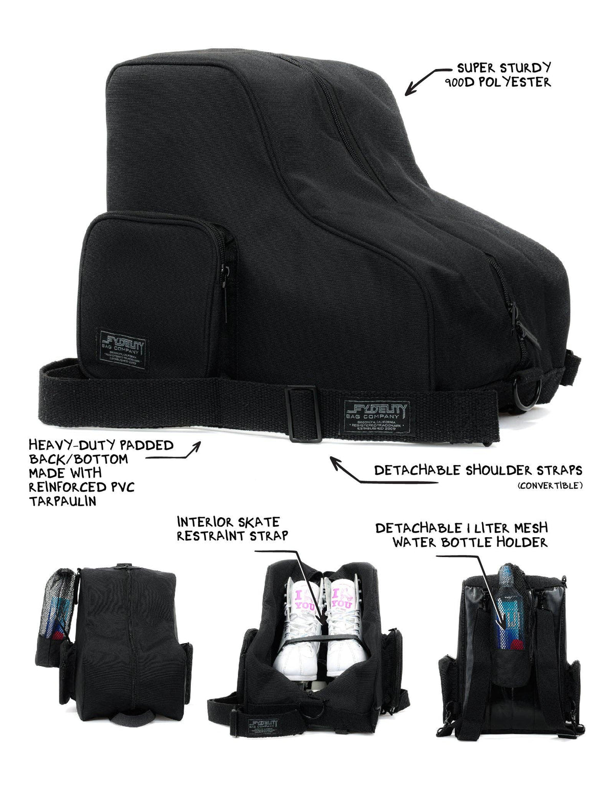 98107: Freewheelin' Roller Skate Bag Pack | Black