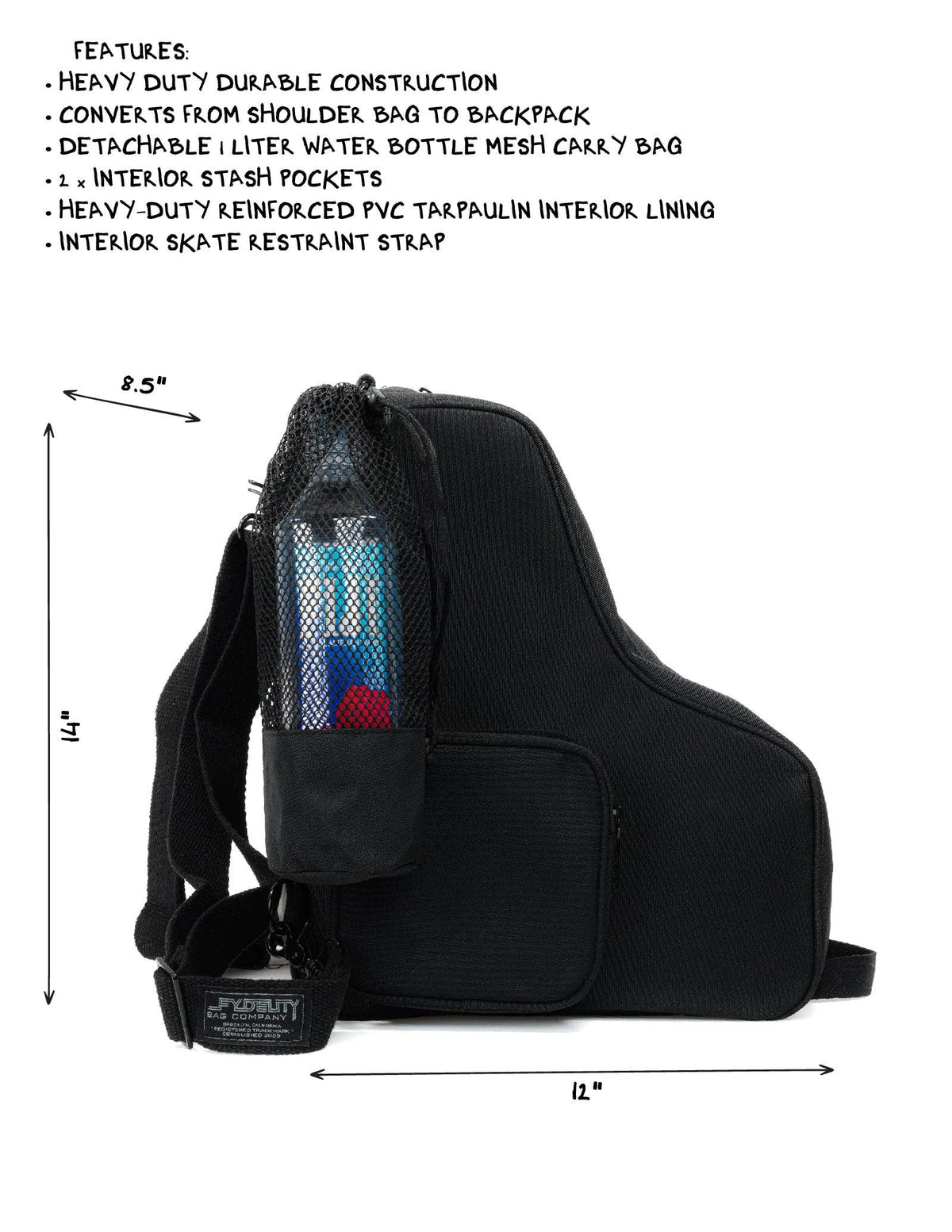 98107: Freewheelin' Roller Skate Bag Pack | Black