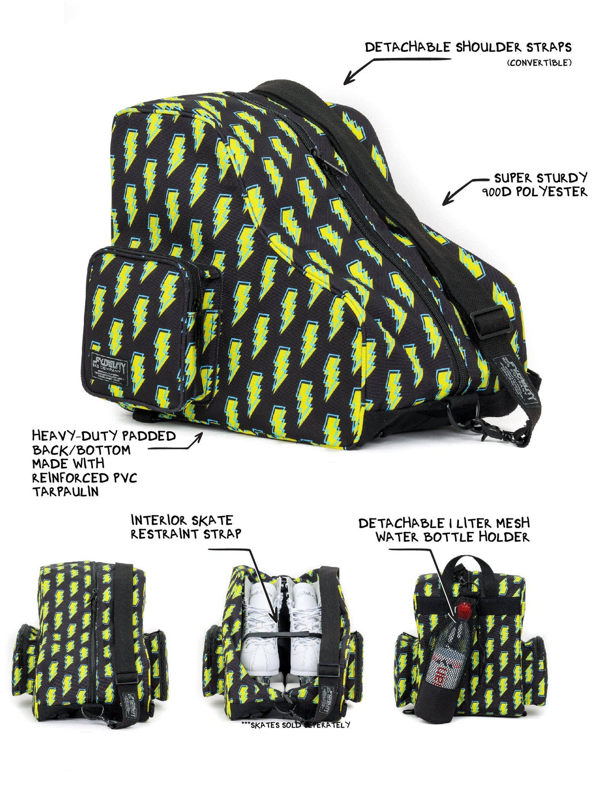 98105: Freewheelin' Roller Skate Bag Pack | Bowie Bolts