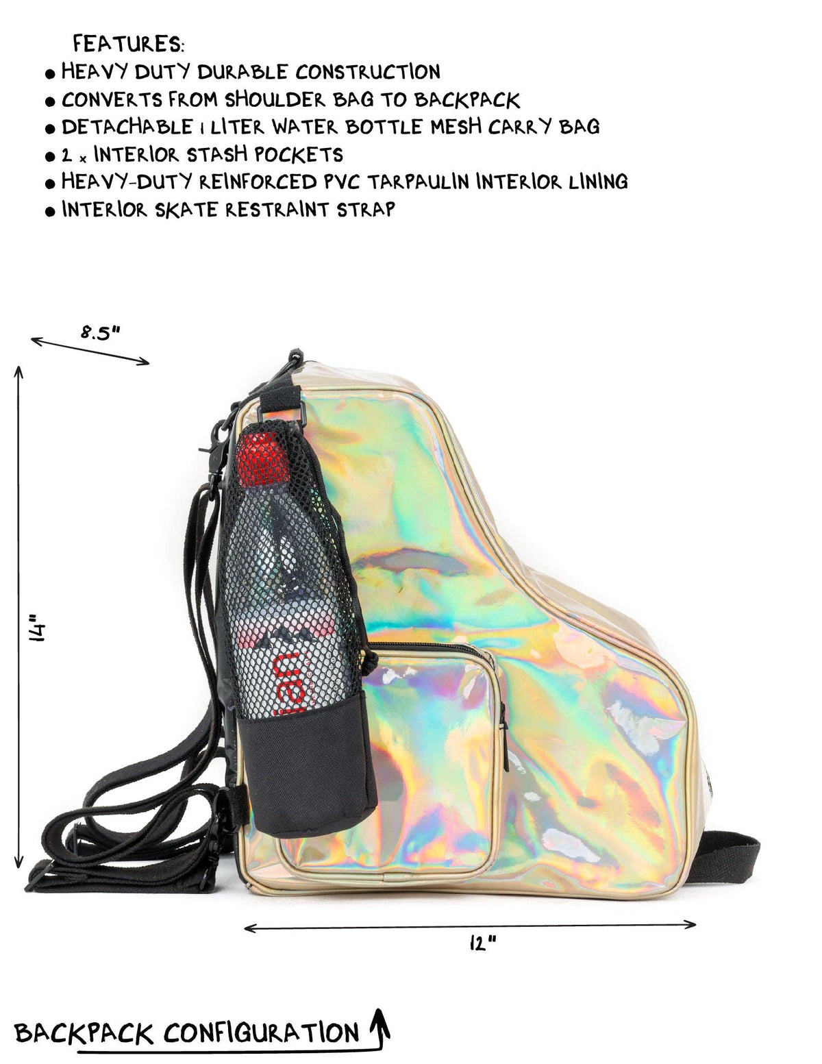 98152: Freewheelin' Roller Skate Bag Pack | Laser Rose Gold