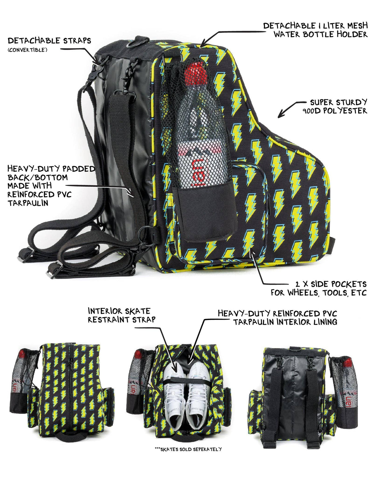 98105: Freewheelin' Roller Skate Bag Pack | Bowie Bolts