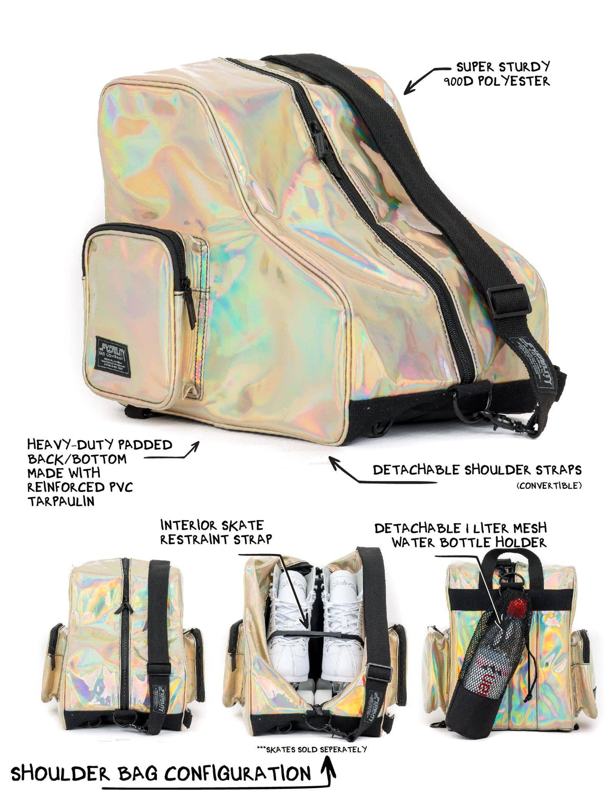 98152: Freewheelin' Roller Skate Bag Pack | Laser Rose Gold