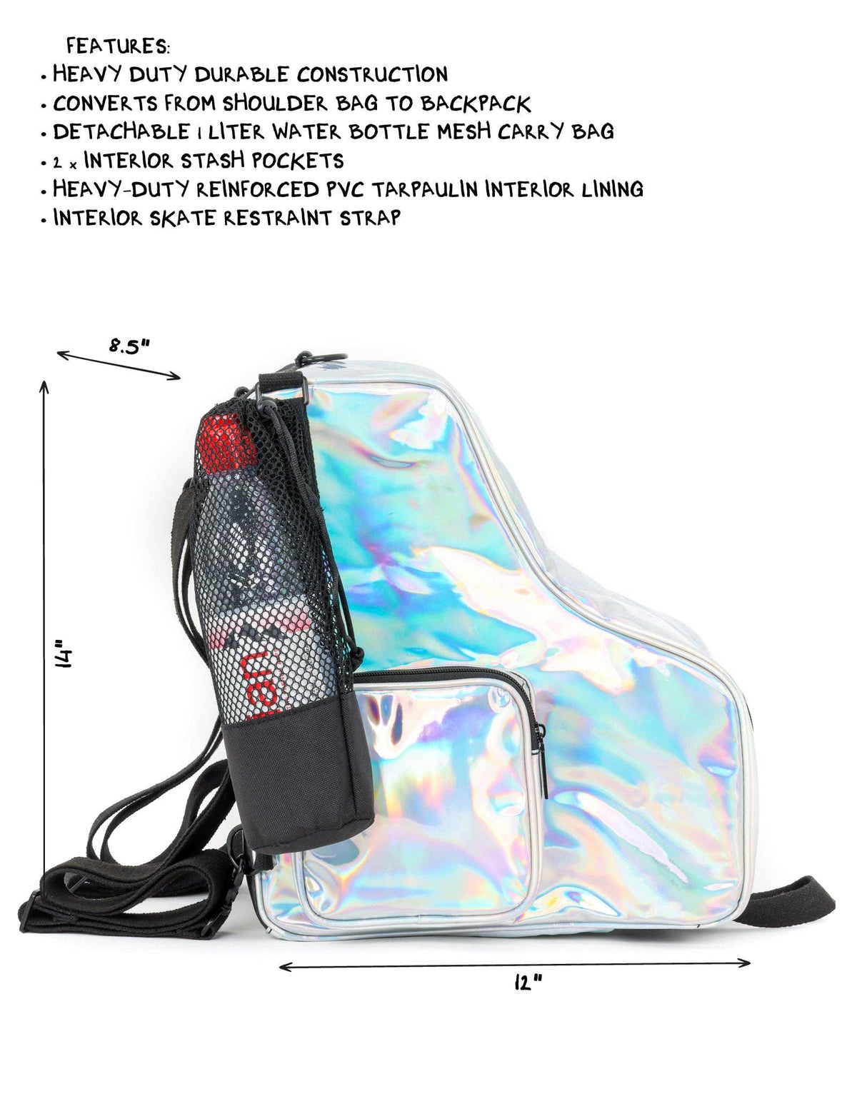98151: Freewheelin' Roller Skate Bag Pack | Laser Silver