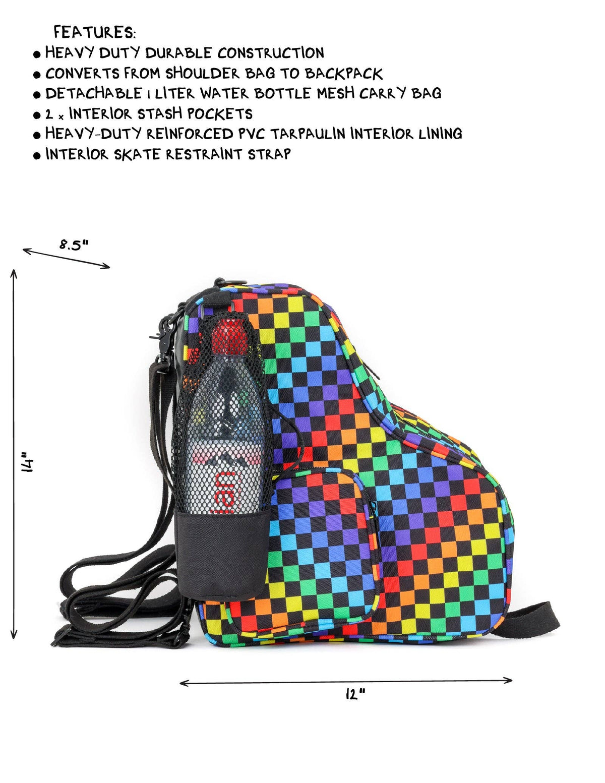 98101: Freewheelin' Roller Skate Bag Pack | INDY Rainbow Black