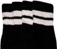 Skater Socks - Mid Calf Black w/White Stripes